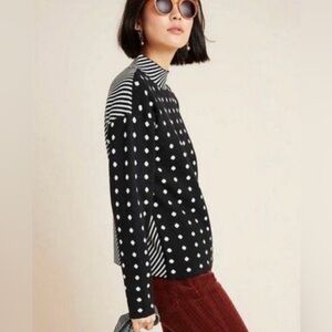 Anthropologie | Black Polka Dot Sweater | S